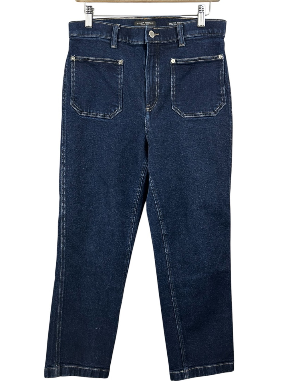 Banana Republic High Rise Cropped Straight Dark Blue Denim Jeans Size 29